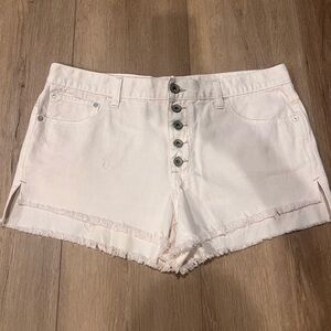 Free People Exposed Button Cream Jean Shorts Size 30 NWOT
